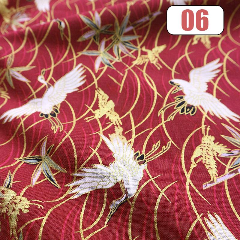 100x150cm Oriental Style Crane Prints Bronzing Fabric Japanese Sea Wave Koi Cotton Fabric For Sewing Quilting Patchwork DIY