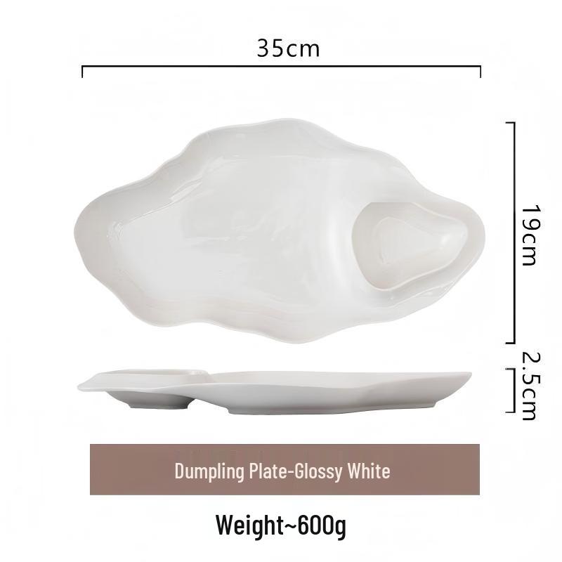 Ceramic Dumpling Plate with Sauce Dish