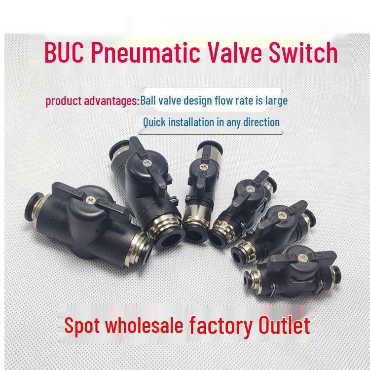 8mm Pneumatic Hand-Turned Ball Valve BUC-08 for Air Tube Quick Push-in Fitting