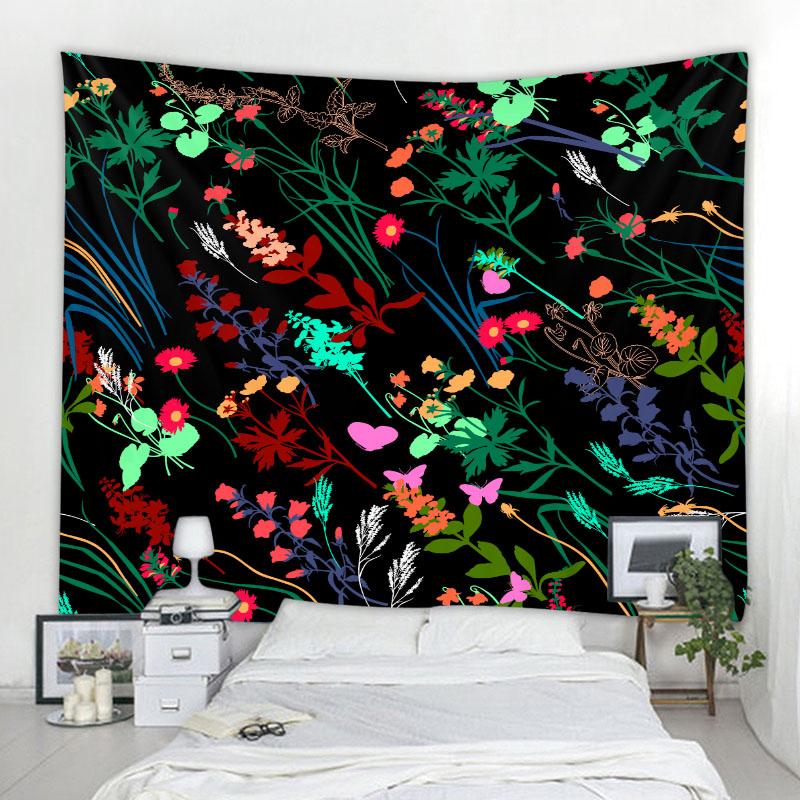 Plant, Flower, and Bird Tapestry Simple Nordic Style Wall Hanging Cloth Hippie Bohemian Home Dormitory Aesthetic Wall Decoration