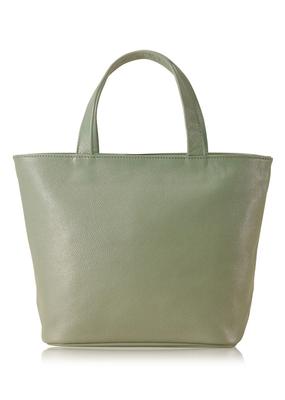 Mini Tote Original Genuine YKK Zipper [LIB] Bag, Water-Repellent Leather, Cowhide, Unisex, Zippered, Foldable, (Mint Gray)