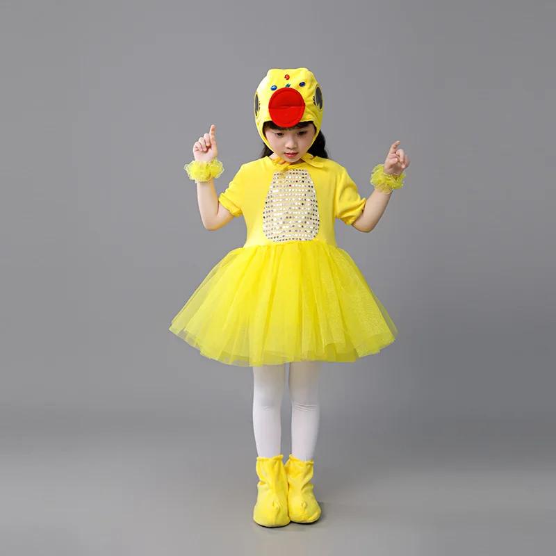 New Children Kids Adult Halloween Duck Chicken Chick Costume Skirt Tutu Yellow Bodysuit Outfit Dance Performance