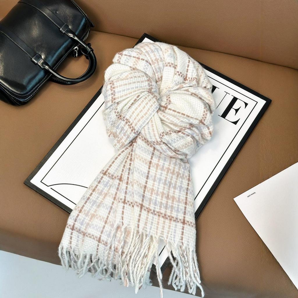 Women's Korean Style Plaid Scarf 2025 - High-End, Versatile Shawl & Neck Warmer for Winter