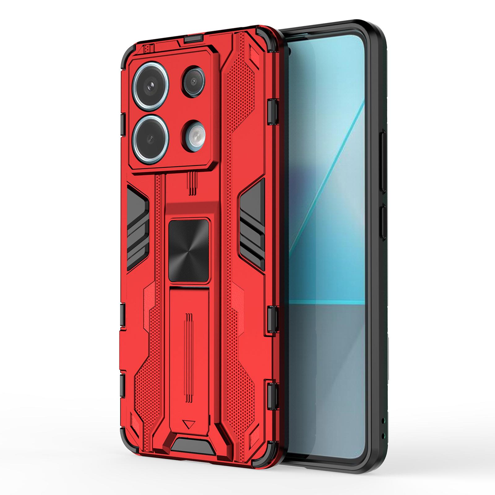 

For Xiaomi Redmi Note 13 Pro 5G/Poco X6 5G Kickstand Case Anti-drop Phone Cover Red