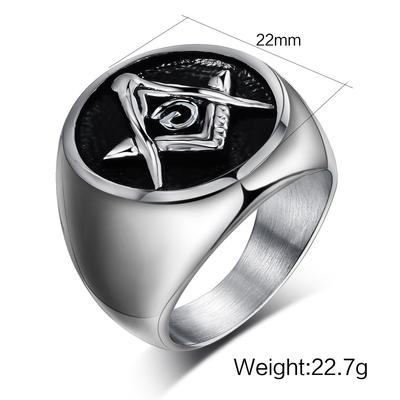Freimaurerring aus Titan für Herren, Ring im Punk-Stil, Herrenaccessoires