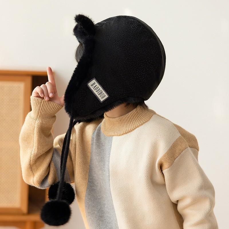 Kids Winter Warm Fleece Lined Aviator Hat With Ear Protection Cartoon Animal Design Unisex Ages 2-6
