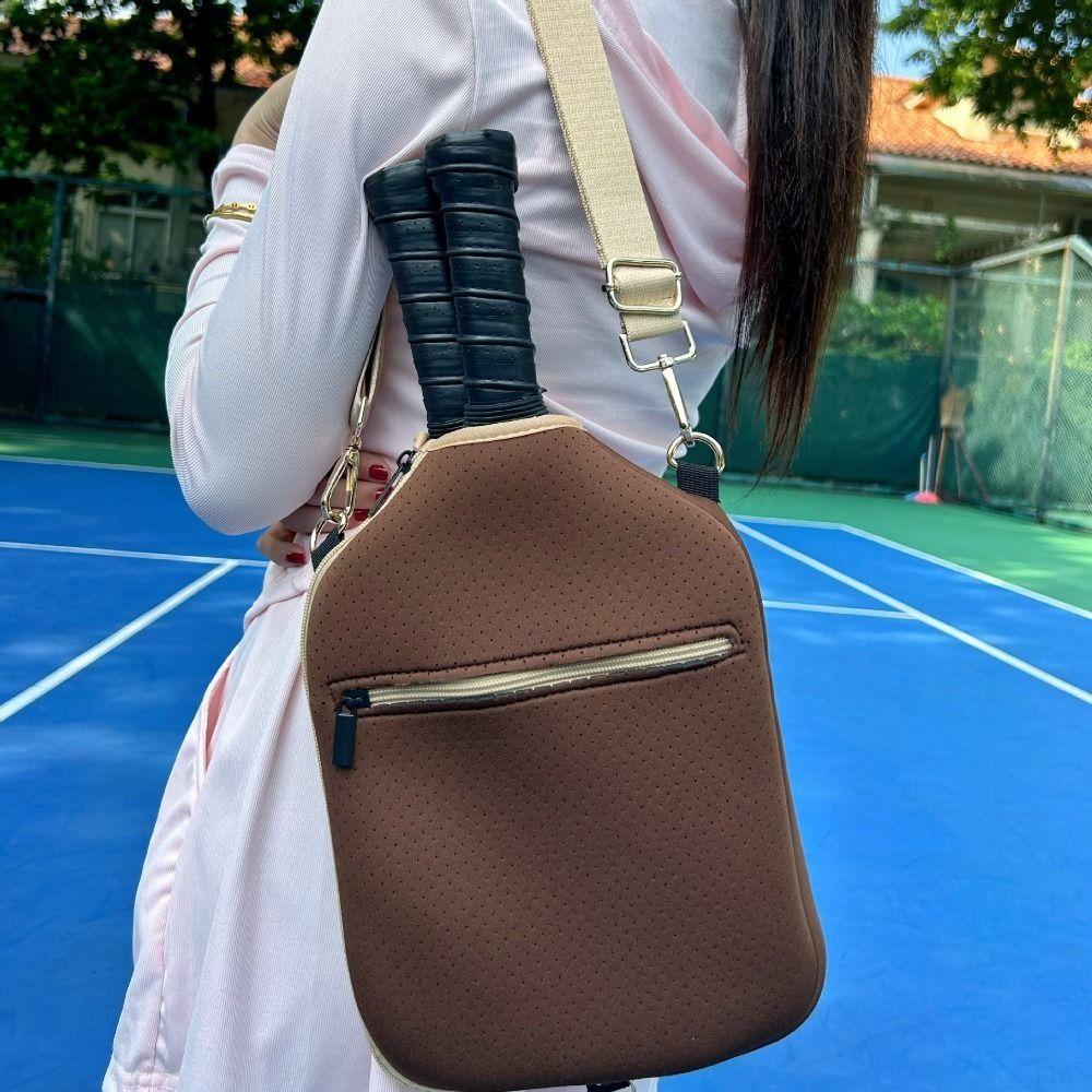 Large Capacity Pickleball Crossbody Bag Zipper Closure Waterproof Pickleball Paddle Cover Professional Adjustable Strap