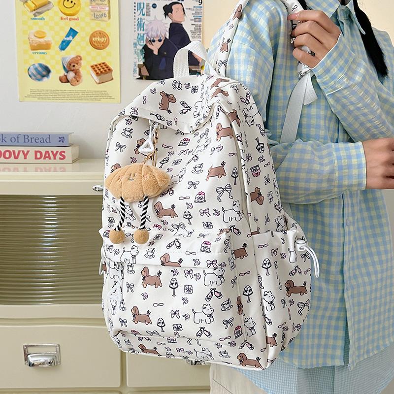 Special Clearance - Floral Puppy Backpack Backshoulder Junior High School Student Girl Cute Bag Original School Bag