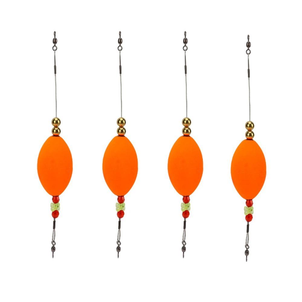 

4PCS High Sensitivity Red Fish Cork Float High Visibility with Steel Wire Fishing Bobber Foam with Copper Bead Fishing Float оранжевый