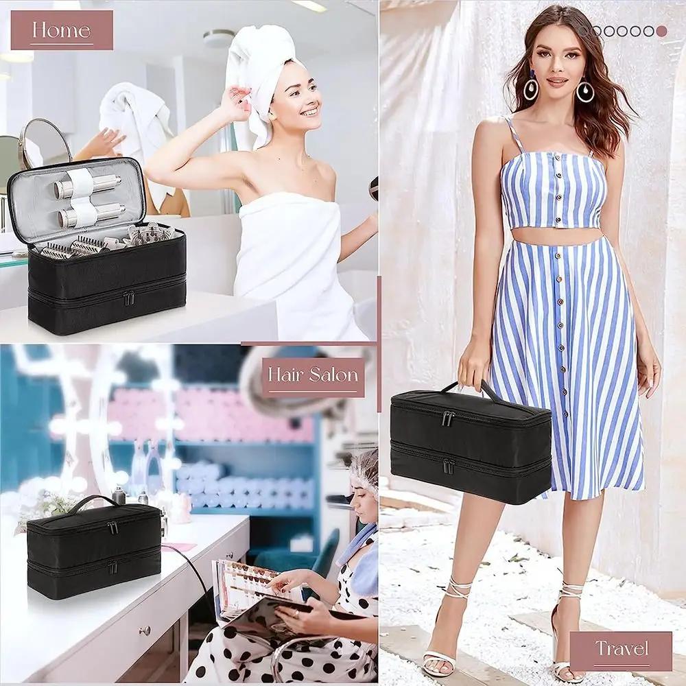 Double-Layer Hair Dryer Case Large Capacity Portable Hair Curler Bag Waterproof for Shark Flexstyle/Dyson Airwrap