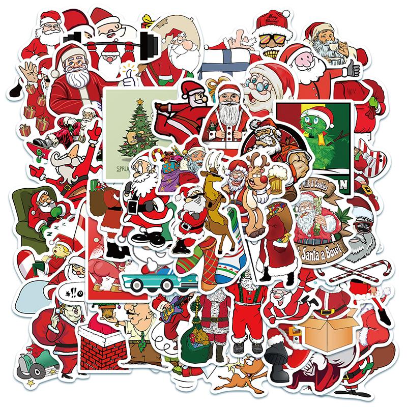 Mix Christmas Santa Claus Xmas Stickers Skateboard Cars Guitar Helmet Luggage Laptop Graffiti Stickers Kids Christmas Gifts