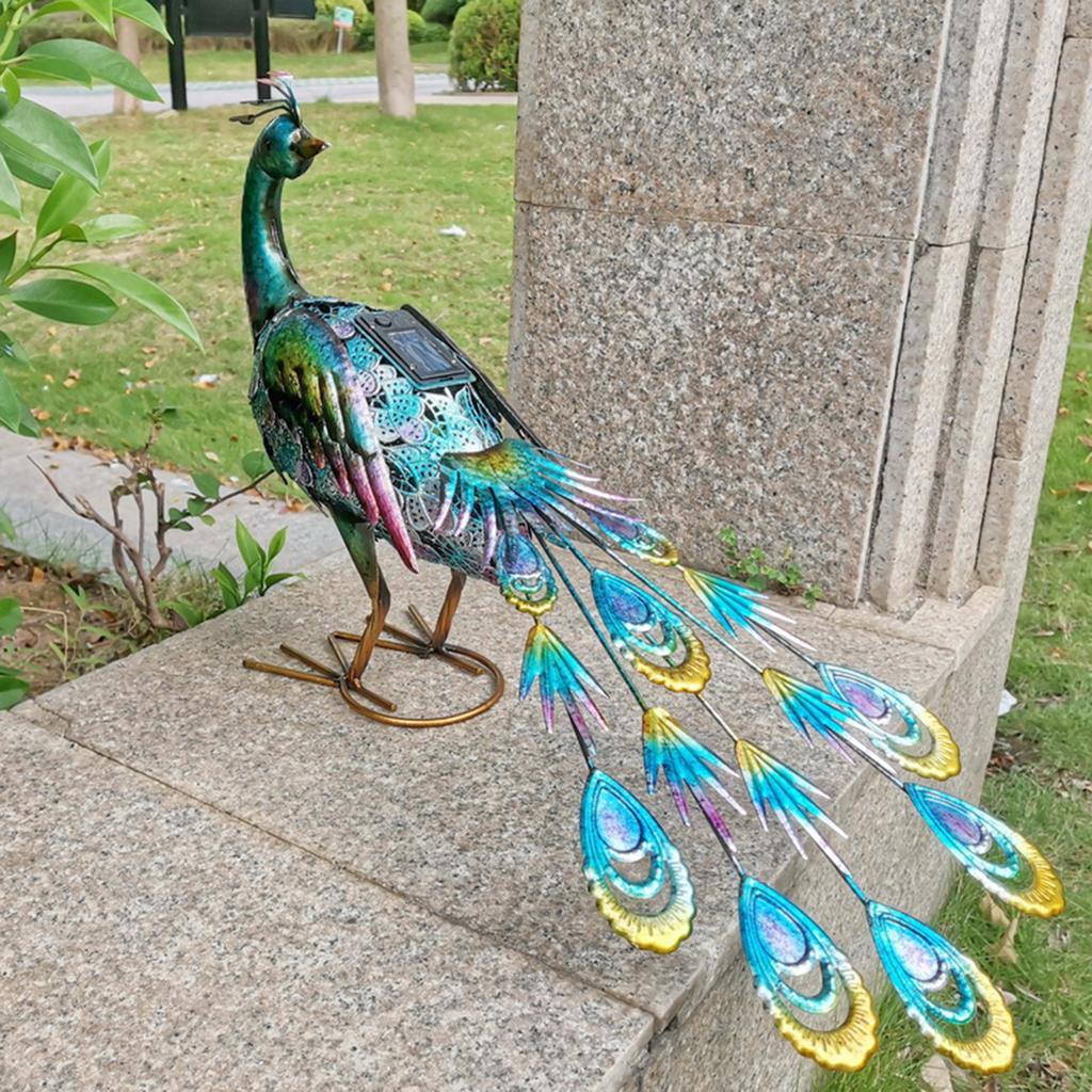 Solar Peacock Statue Light Waterproof Decorative Iron Outdoor Peacock Light for Pathway Patio