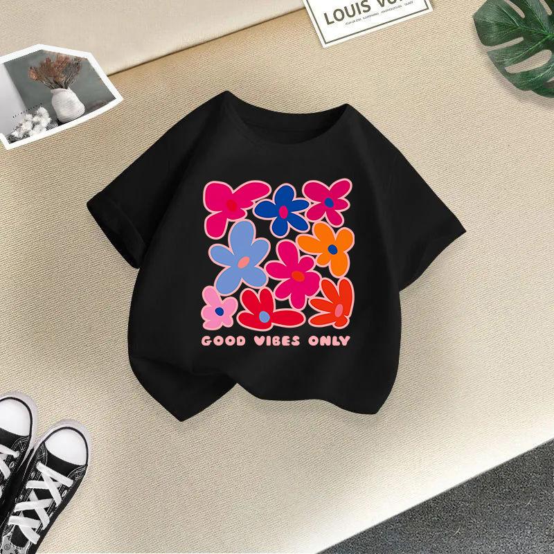 Dziecięcy T-shirt z krótkim rękawem dla dziewczynek Nowa letnia moda dla dziewczynek Letnia kurtka Casualowe ubrania z rękawem 3/4