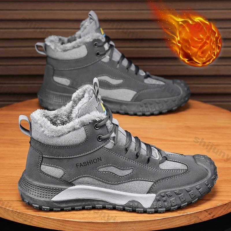 

Зимние мужские ботинки, теплые дышащие скальные туфли, спортивная обувь на открытом воздухе, теплые нескользящие повседневные удобные ботинки на шнуровке 44 серый