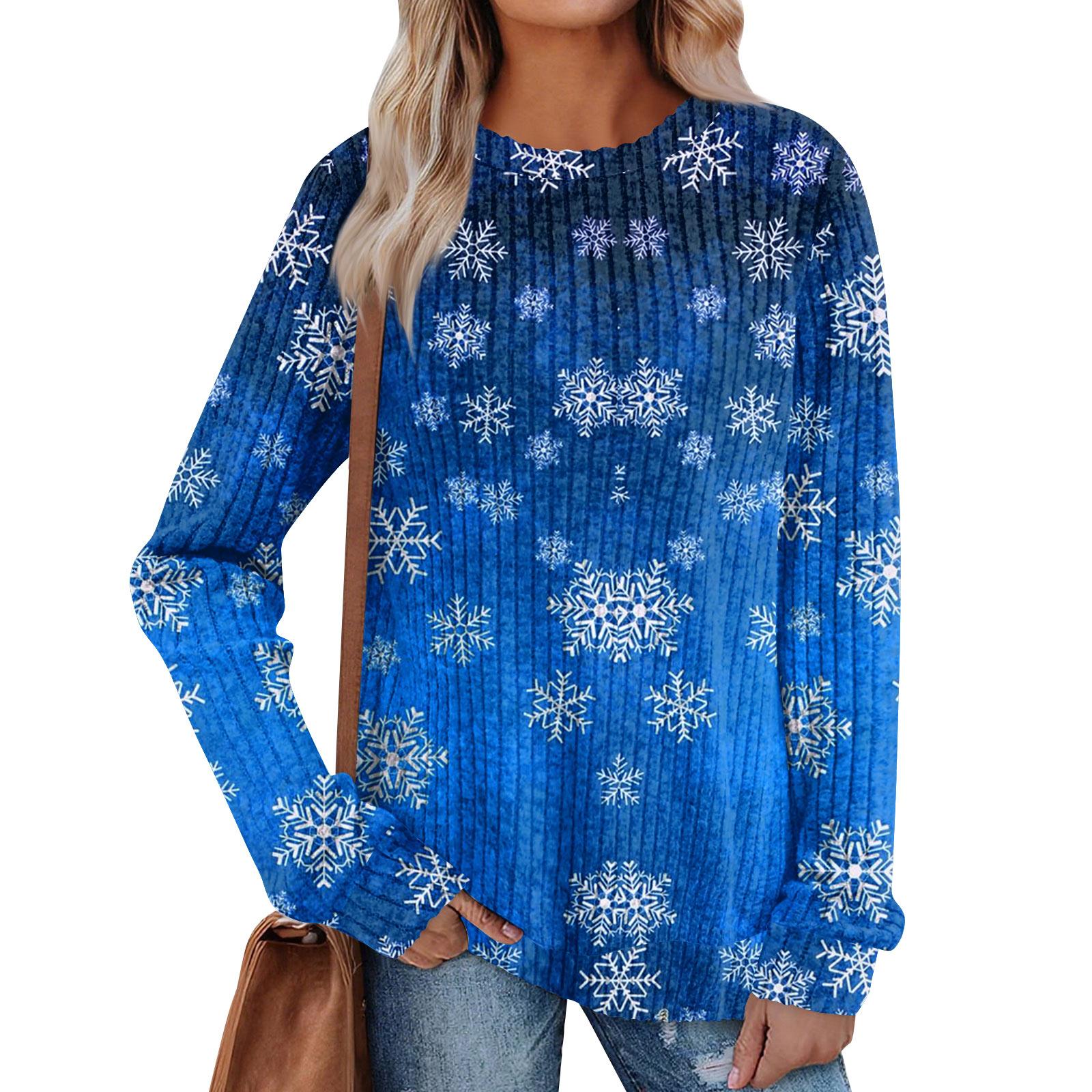 

Женский принт Легкий Топ с круглым вырезом из матового хлопка L синий