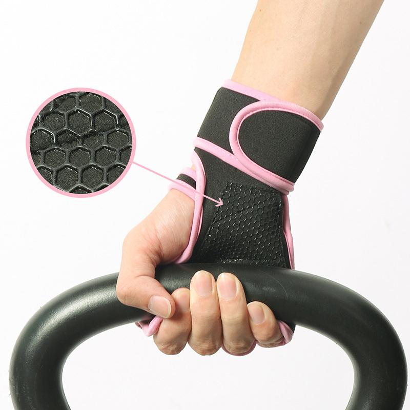 1Pair Workout Gloves Women Men With Wrist Wraps Anti-Slip Silicone Palm Protection Weight Lifting Fitness Gym Gloves