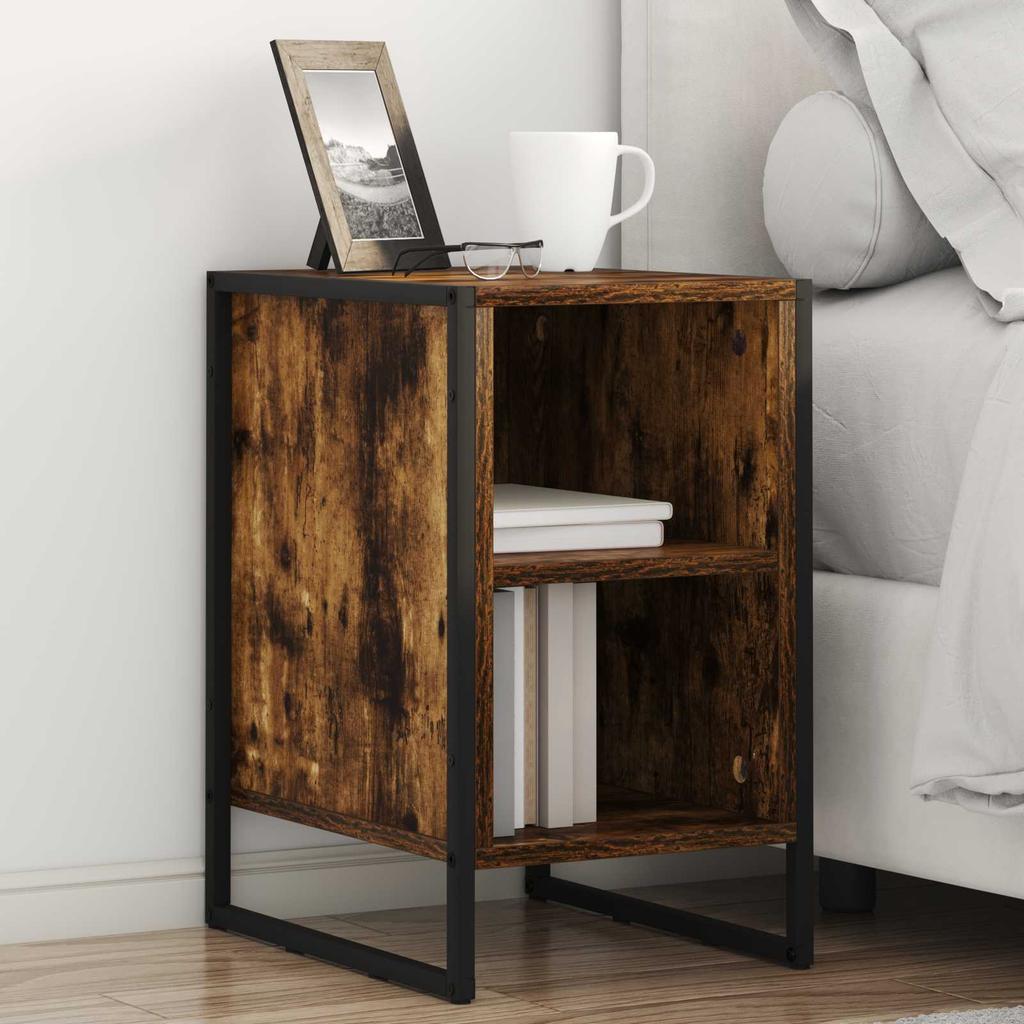 Nightstand Set of 2 Smoked Oak Finish 39.5 X 30 X 50 Cm Engineered Wood