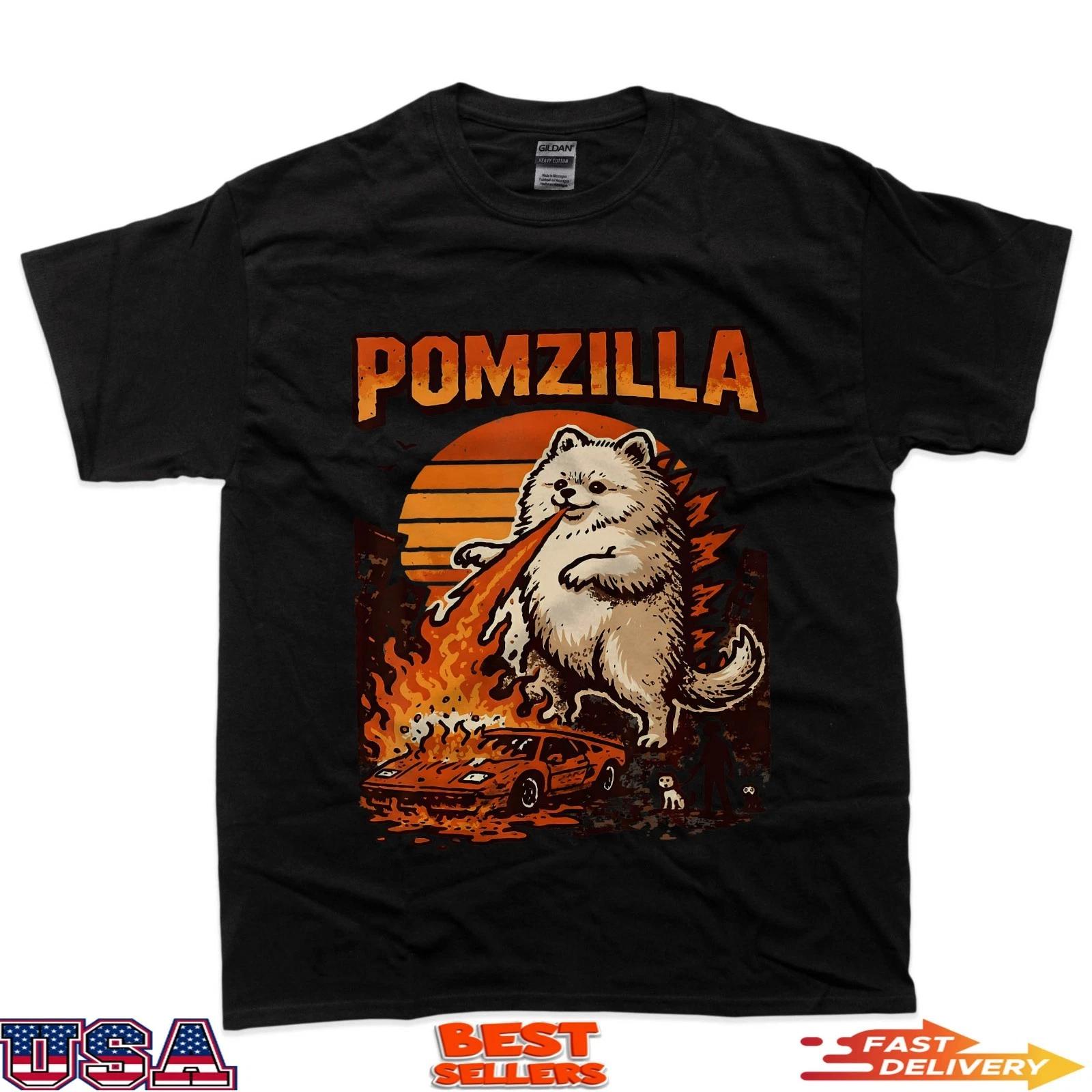 

Pomzilla Pomeranian Dog Vintage Monster Pom Dog Lover T-Shirt XL