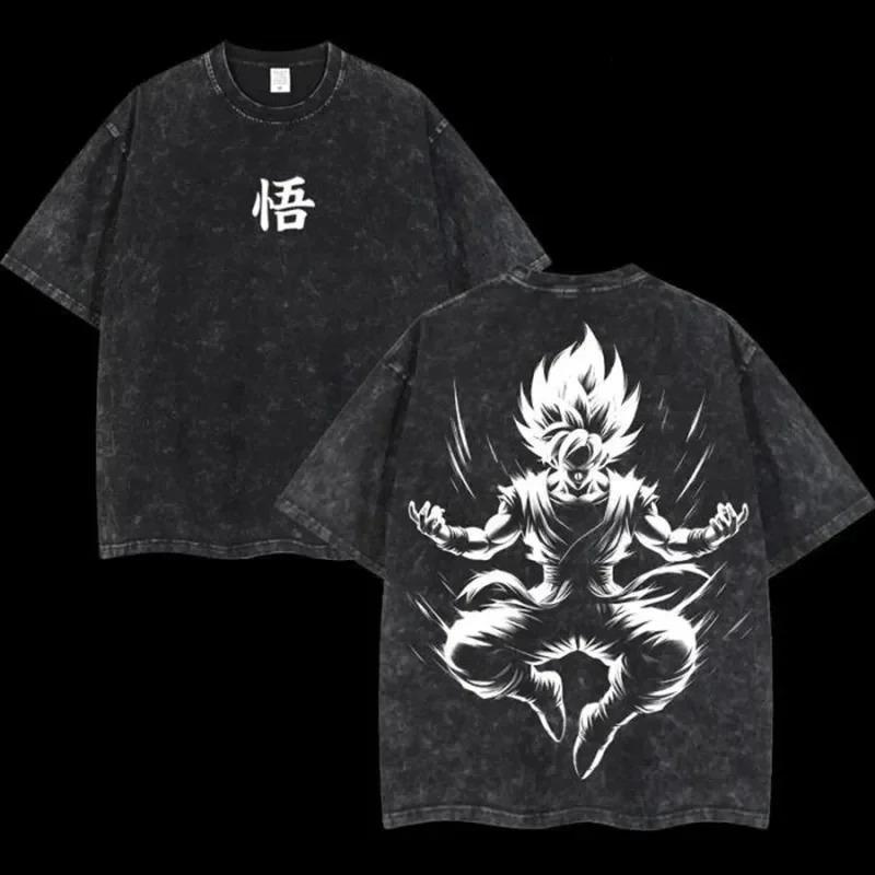 Anime Dragon Ball Cosplay Sprana Koszulka Bejīta Yonsei Nadruk Bawełna Krótki Rękaw Luźna Duża Codzienna Sportowa Koszulka Fitness Męska Odzież Harajuku