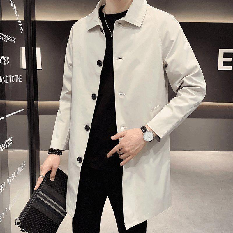 Men's Mid-Length Korean-Style Trendy Windbreaker Jacket - British Casual Coat for Spring/Autumn 2023