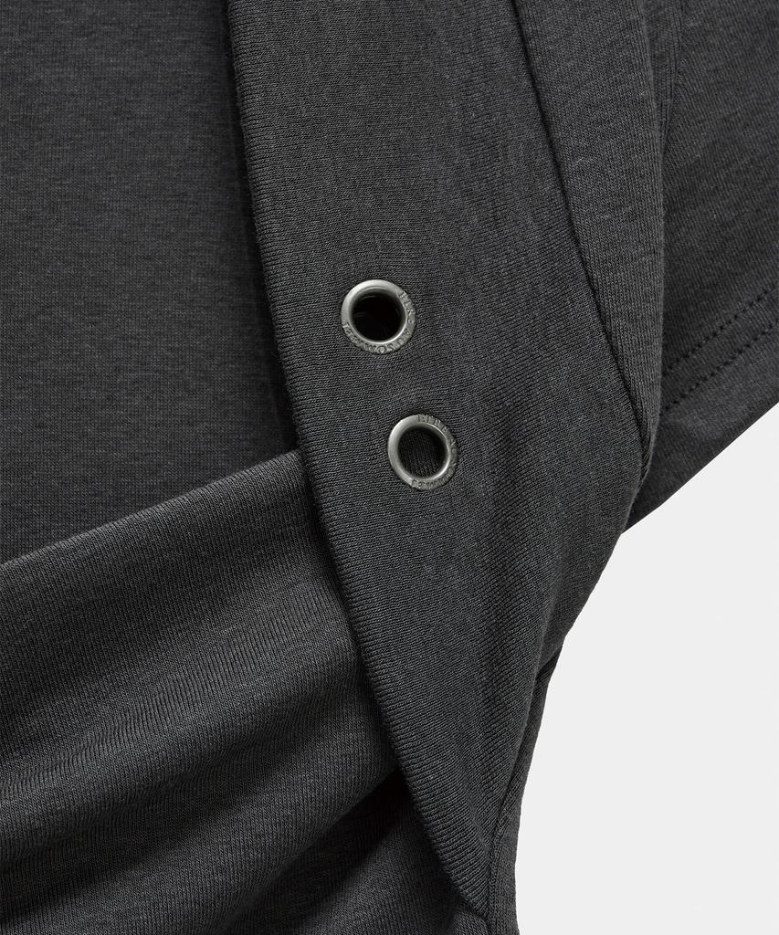 ETRE AU SOMMET Shirring Eyelet Bolero Top (Dark Gray)