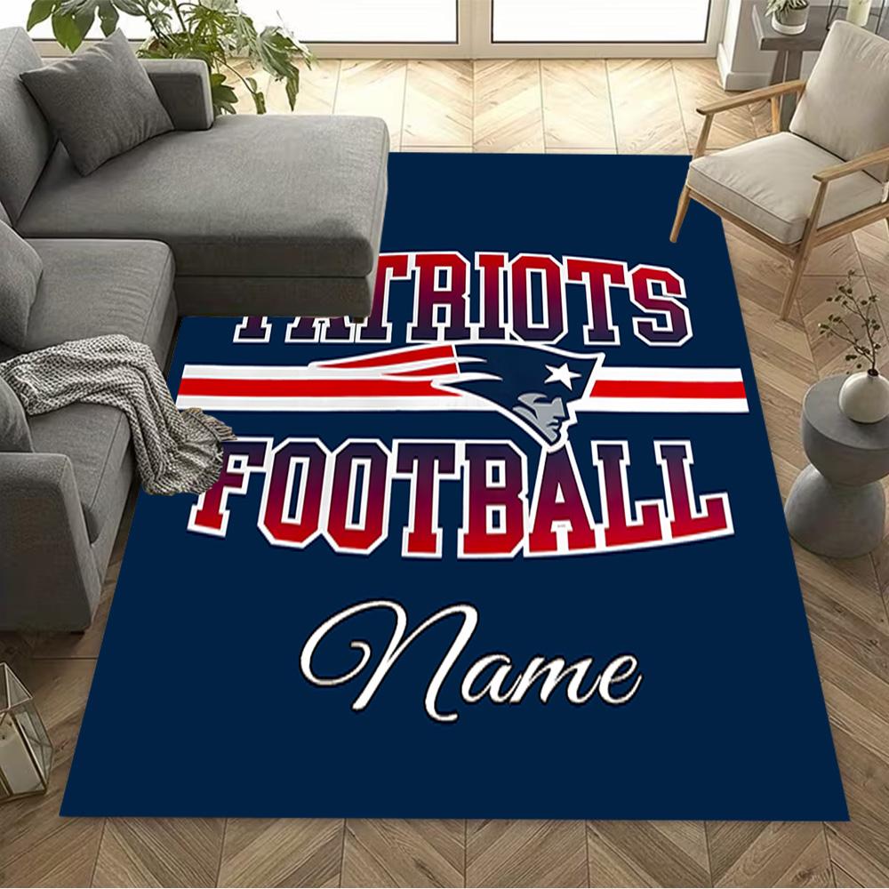 Patriots Football Customizable Name Floor Rug Office Rug Suitable for Dining Room Bedrooms Game Room Decorate Room Antislip Carpet Office Home Decor