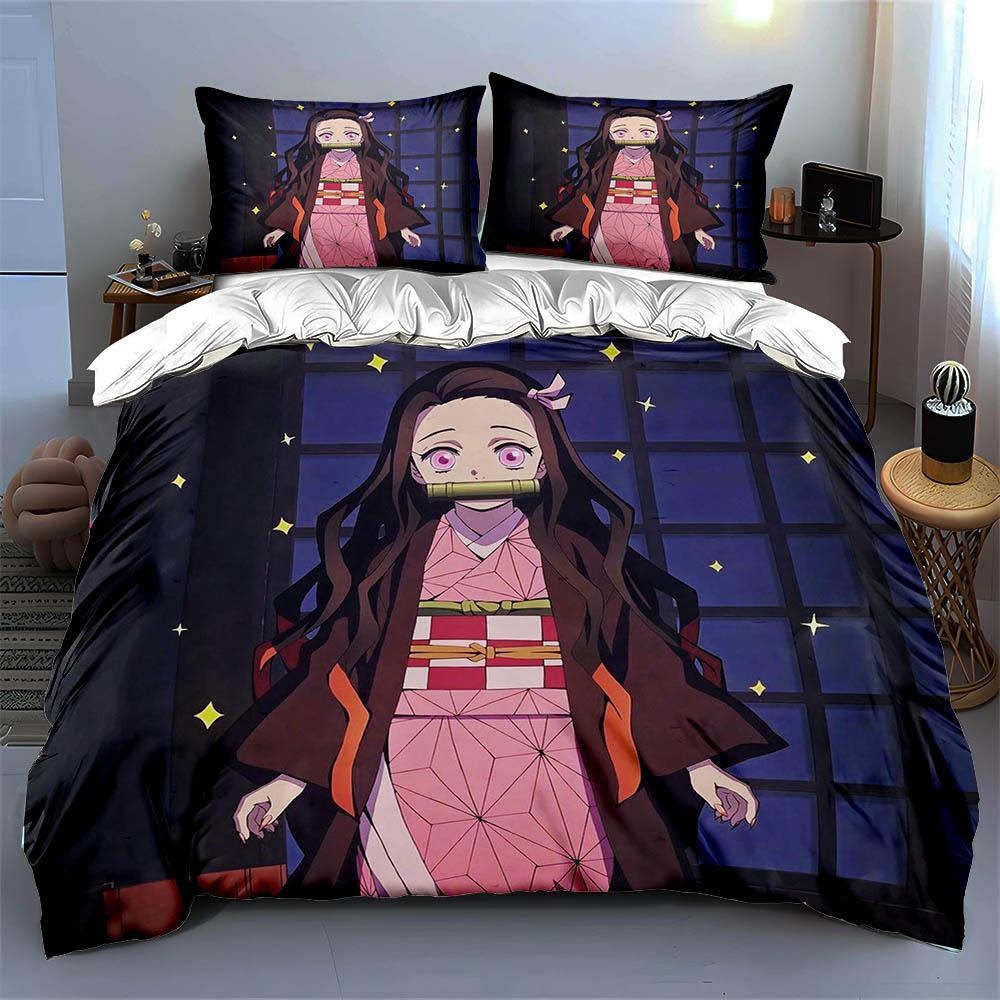 Design personaj anime. Seturi lenjerie de pat Huse de pilotă Huse de pernă cadouri (1 * Față de pilotă 2 * Fețe de pernă, fără umplutură de pilotă)