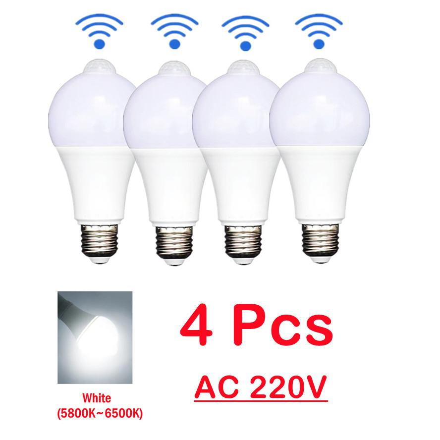 

4 шт. E27 PIR датчик движения лампа 9 Вт 12 Вт 15 Вт 18 Вт светодиодная лампа с датчиком движения инфракрасное излучение детектор движения охранное освещение 9W