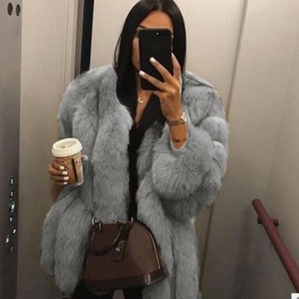 Fashion Women's Winter Luxury Faux Fur Coat Elegant Furry Thick Warm Jacket Fake Fur Party Cardigan Coat