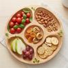 Wood Compartment Fruit Plate Multi Grid Separated Tea Snack Tray Nut Serving Platter Home