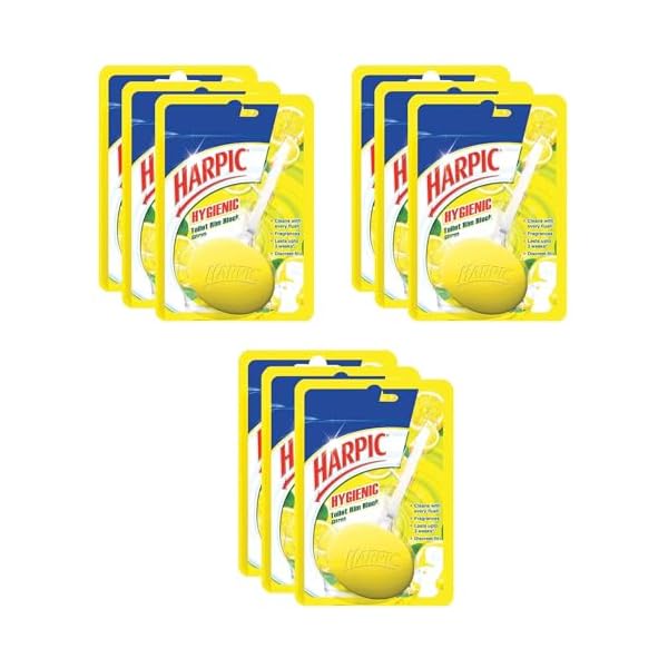 

Harpic Hygienic Toilet Cleaner Rim Block, Citrus - 26 г (Упаковка з 9 шт) | Засіб для чищення туалетів № 1 в Індії