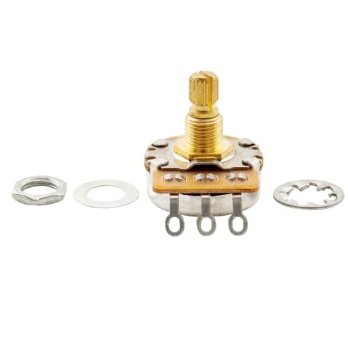 Musiclily Pro HD A250K+B250K Brass Potentiometers, Metric, Short Split Shaft, 6.5mm, for ST Tele PB/JB Electric Guitars/Basses (1A1B Set)