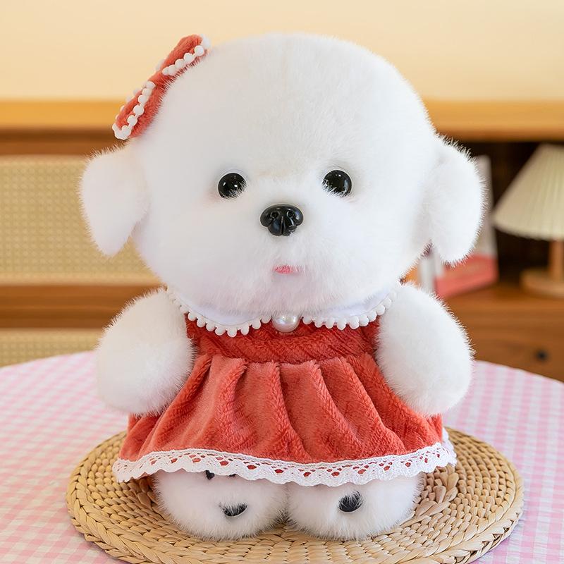 Cute Dog Plush Toy Doll Simulation Dressing Bichon Dog Cloth Doll Wedding Throwing Stall Doll