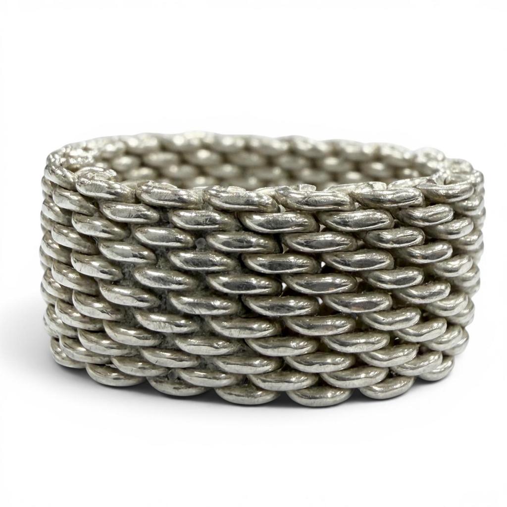 Great TIFFANY&Co. Ring Ring Somerset Mesh Silver 925 Mens Used