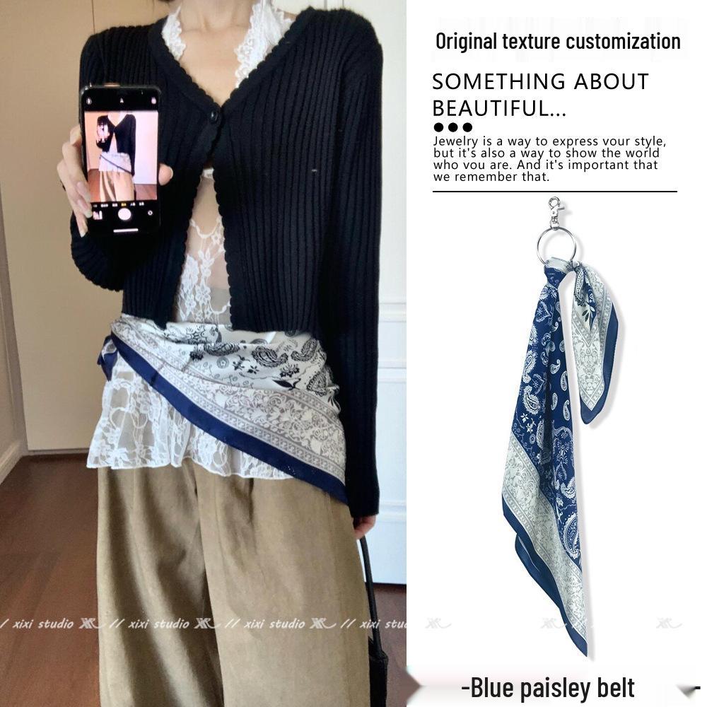 Retro Waist Apron with New Style Scarf Belt Accessory