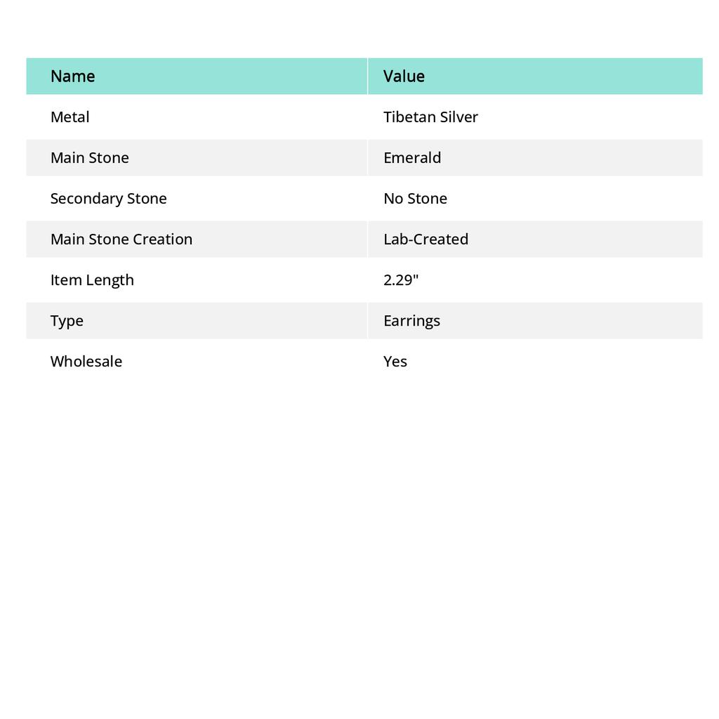 Emerald(Simulated) Gemstone Handmade 925 Sterling Silver Earring 2.29" n3w04