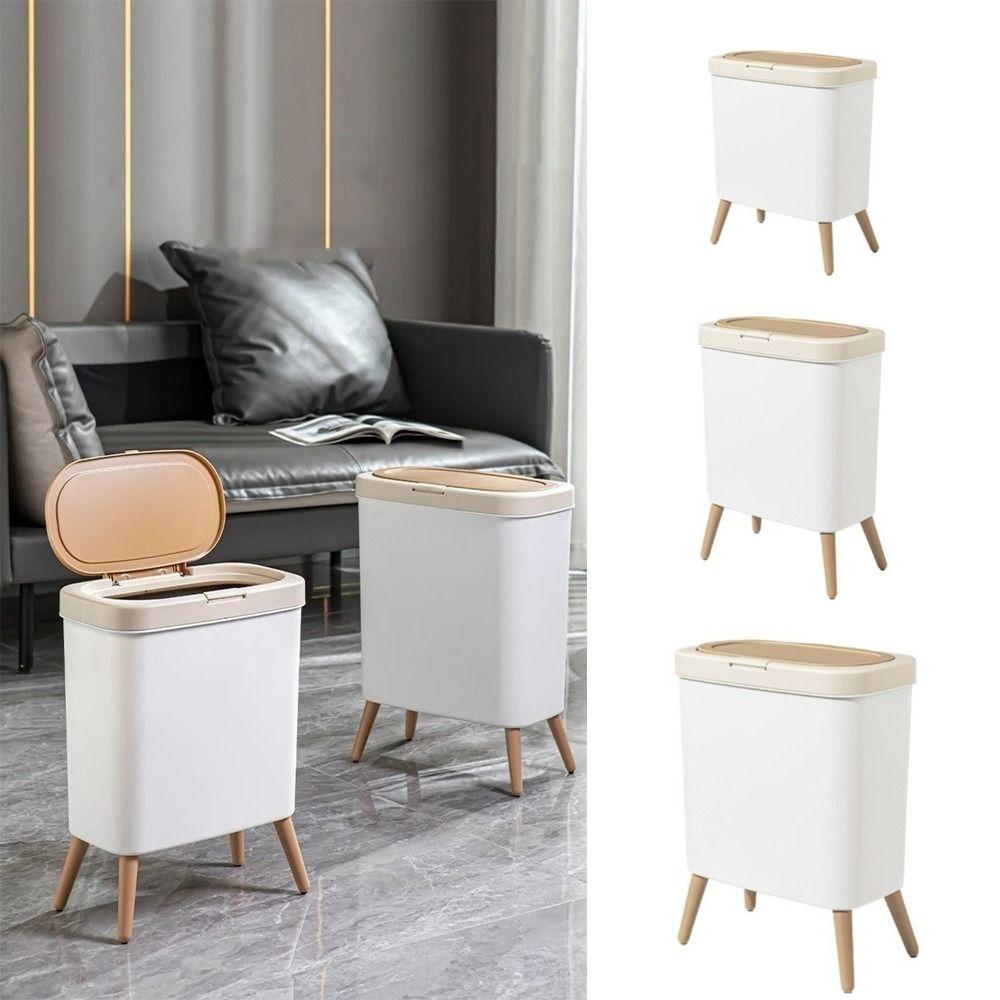 Large Capacity S/M/L Trash Can Press Type with Legs Waste Bin Odor-Control with Lid Plastic Trash Bin Bedroom