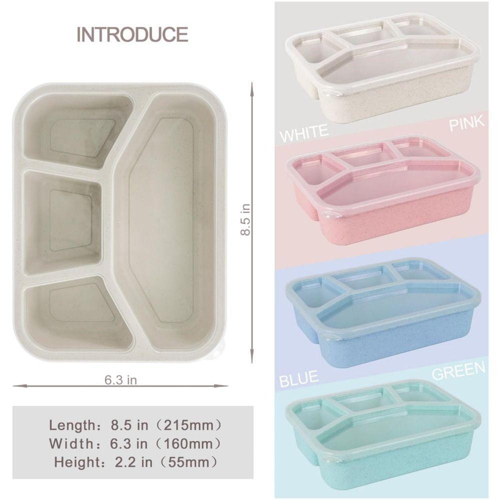 4 Compartments Stackable Snack Boxes with Lids Meal Prep Containers New Kids Bento Box