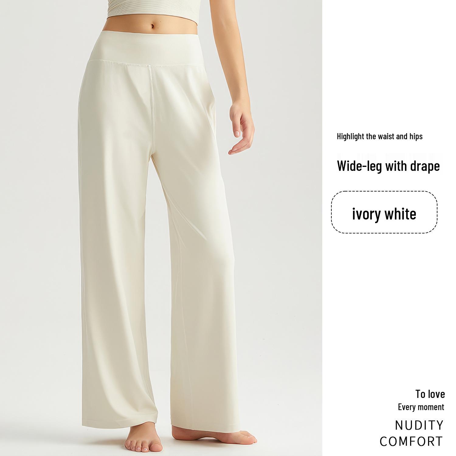 High-Waisted Drape Yoga Pants - Wide-Leg, Slimming, Straight-Leg Design for Fitness Small