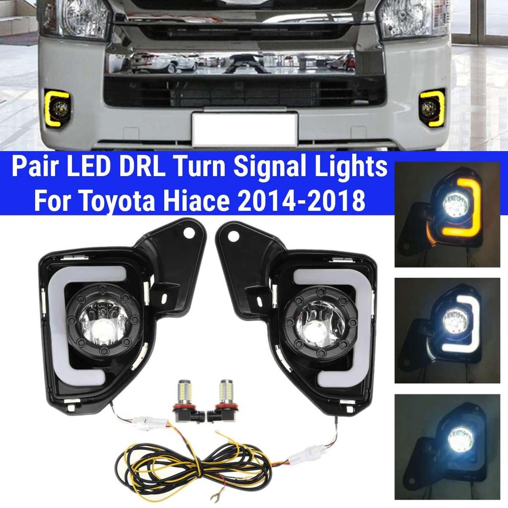 Led DRL Daytime Running Lights Fog Lamp Assembly with H11 Bulbs 6000K~6700K For Toyota Hiace 2014-2018
