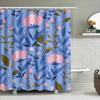 Modern Floral Shower Curtain Soft Pink Blue Leaves Pattern For Bathroom Decor Waterproof Fabric Bath Mat Set (180X180Cm) [Aliexp