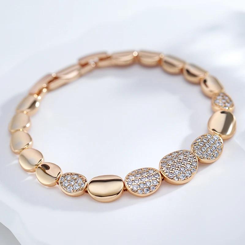 Golden Oval Link Zircon Bracelet for Women Personality Blingling Accessories Luxury Costume Jewelry