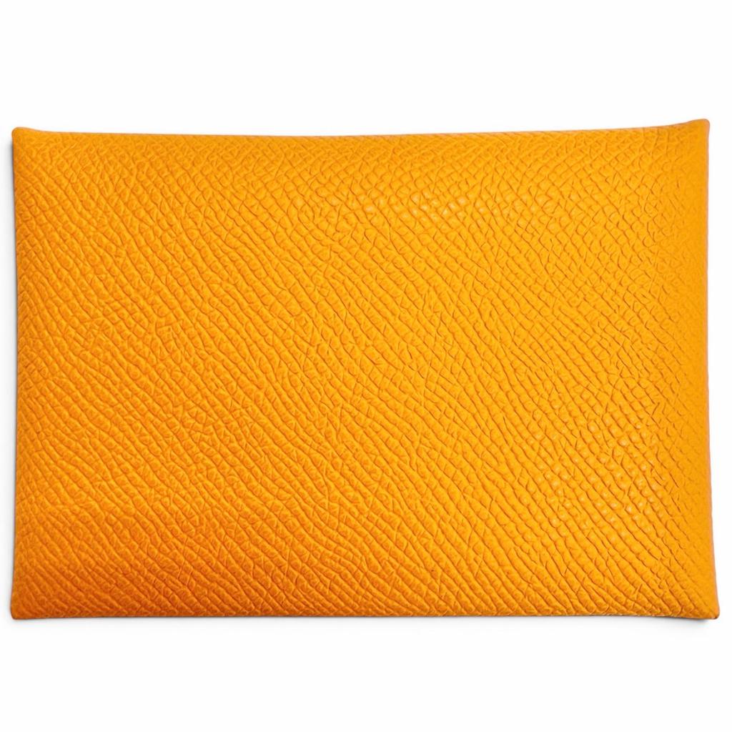 Pristine HERMES Coin Case Calvi Duo Serie Metal Compact Wallet Epsom Leather Used
