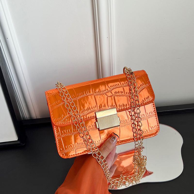 

Elegant Urban Chic Pu Leather Crossbody Bag For Women With Glossy Finish And Stylish Design помаранчевий