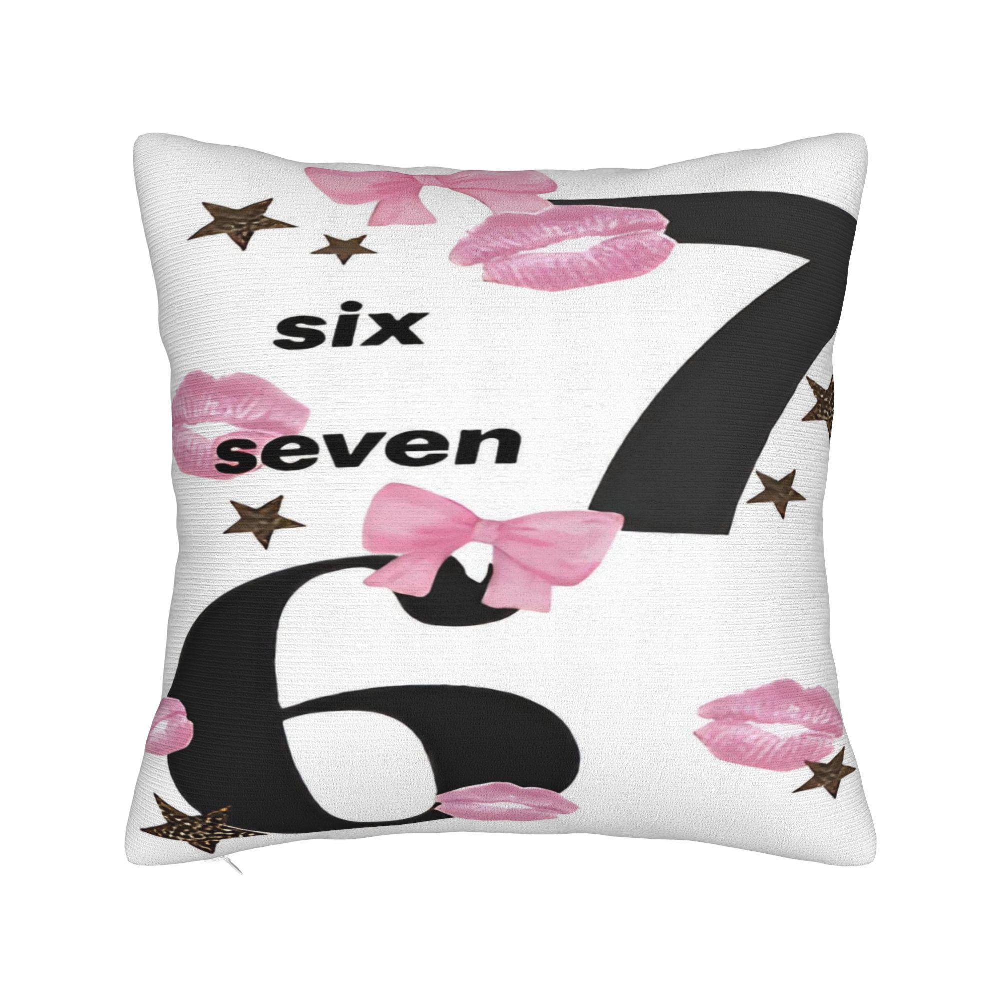 

67 Six Seven Meme Pillow Case Comfy Pillow Cover Vintage Cushion Cover For Living Room Chair 12x12Inch