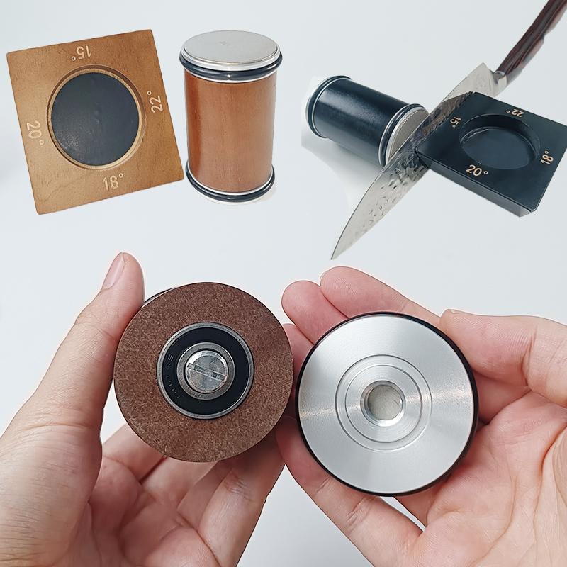 Professional Magnetic Roller Grip Knife Rolling Sharpener with 15 18 20 22 Degree Sharpening Angle 2Disc Stone for Family Hotels