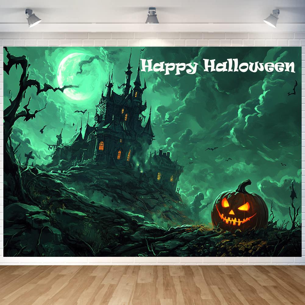 Halloween Decoration Backdrop Banner Party Outdoor Background Bat Pumpkin Horror Curtain Home Decor Photography Prop