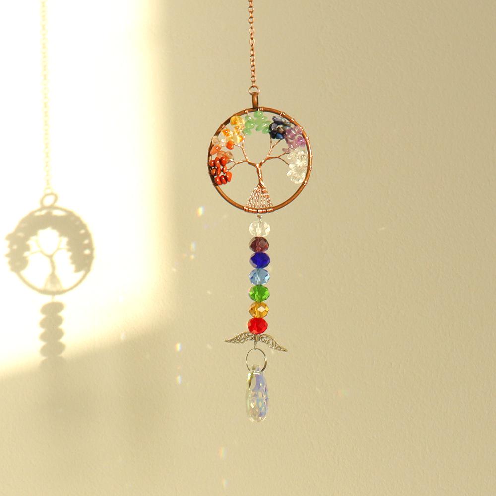 Natural Crushed Stone Tree of Life Crystal Pendant & Sun Catcher Christmas Decoration T131