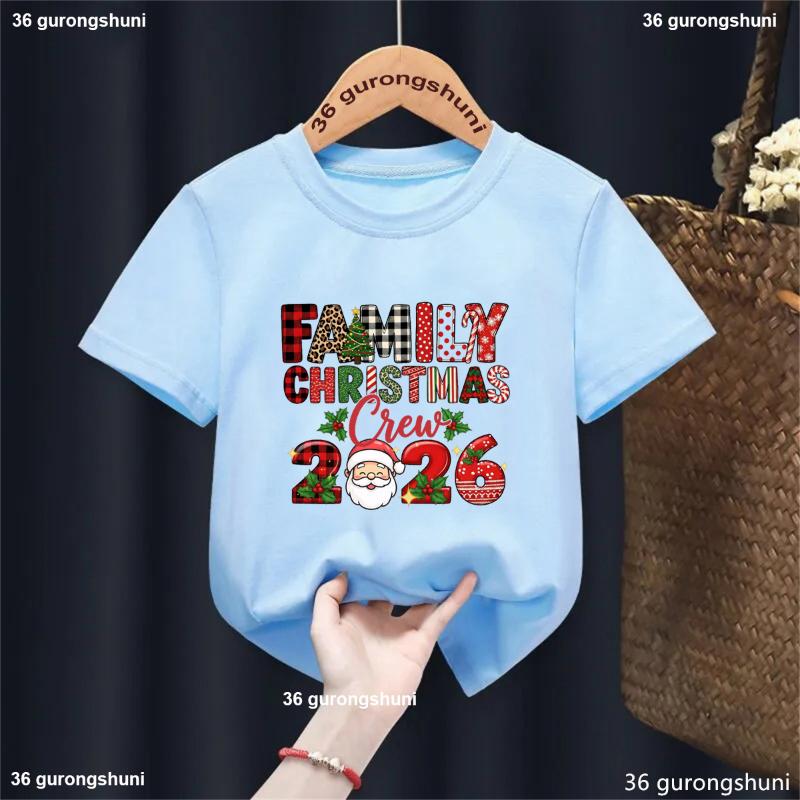 Christmas Day Fashion Christmas Crew 2026 Graphic Print Cute Boy/Girl Tshirt Christmas Festival Short Sleeve Casual Tshirt Tops