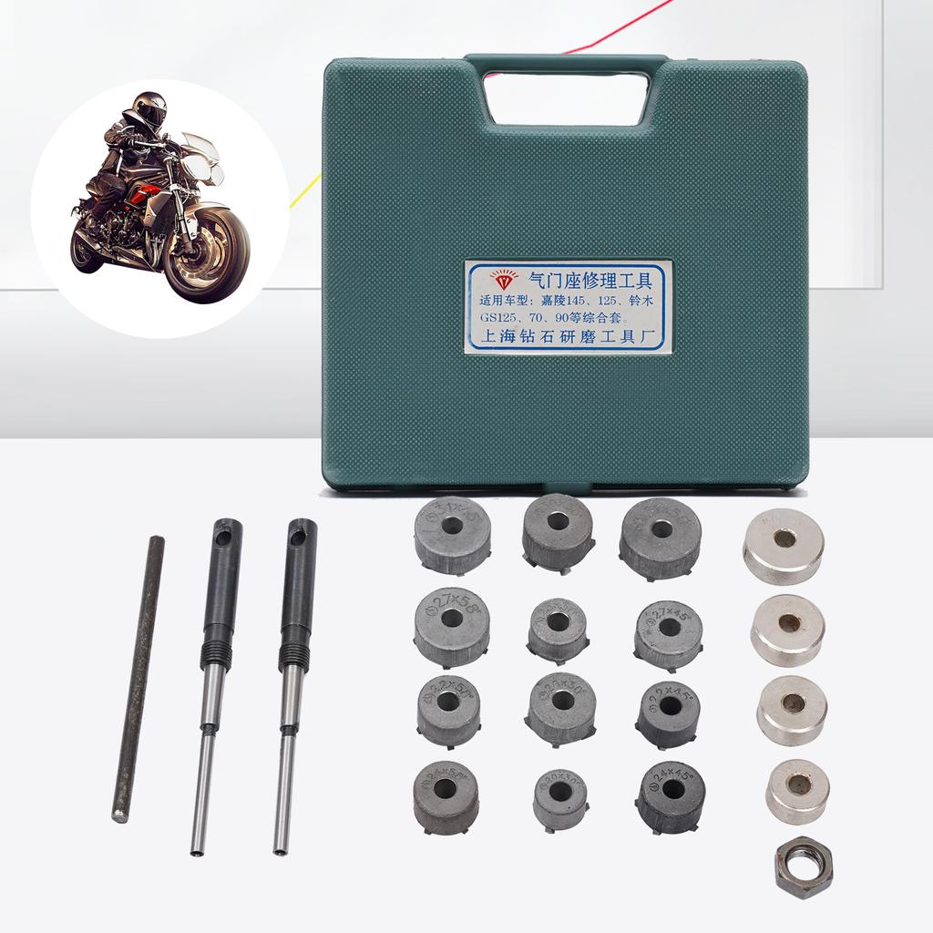 Valve Seat Reamer Grinding Wheel Set, Universal Repairing Cutter Valve Tool Kit With Box Fit for Jialing 145 Jialing 125